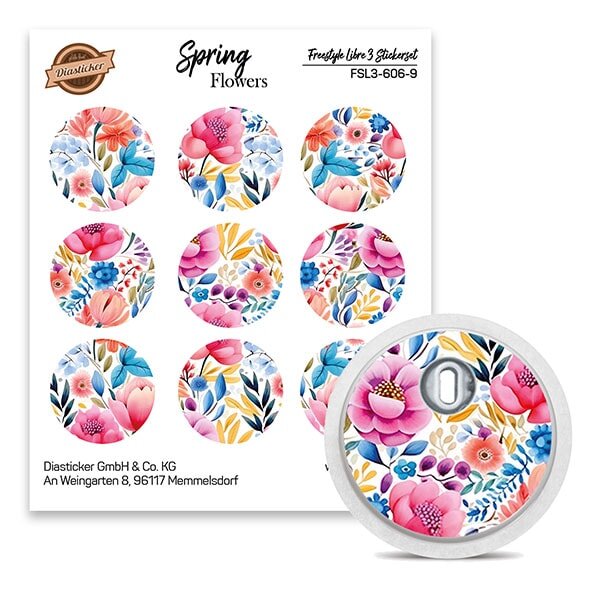 FreeStyle Libre 3 Sticker - 9er Set "Spring Flowers"