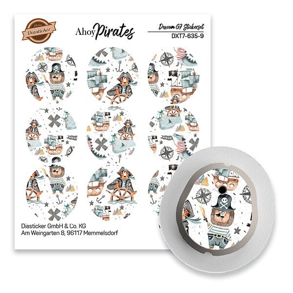 Dexcom G7 Sticker - 9er Set "Ahoy Pirates"