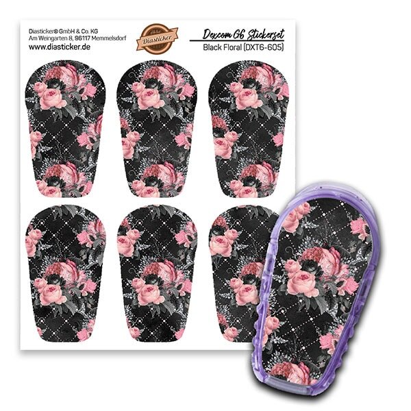 Dexcom G6 Sticker - 6er Set "Black Floral"