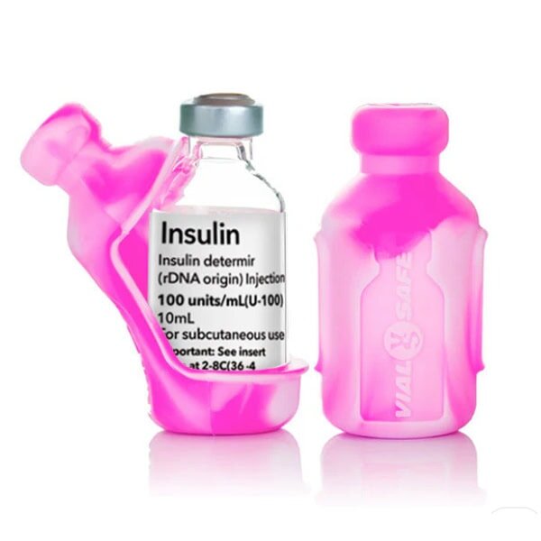 VIAL SAFE - Silikon-Schutzhülle für Insulinflaschen (2 Stück, 10 ml) | Pink-Batik