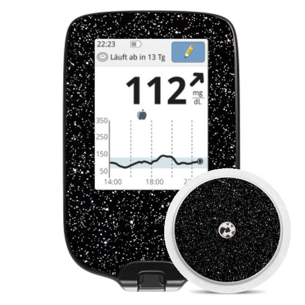 FreeStyle Libre Sticker (Messgerät) - Schwarz Glitzer