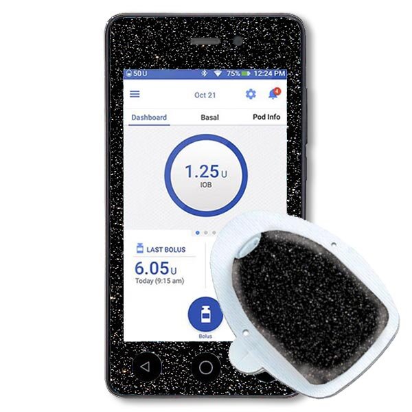Omnipod Dash Sticker - Schwarz Glitzer