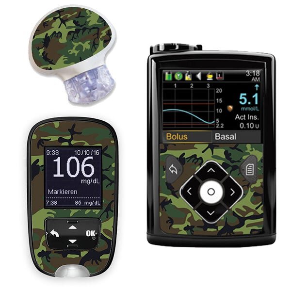 Stickerset für Minimed, Guardian und Accu-Chek Guide - Camouflage