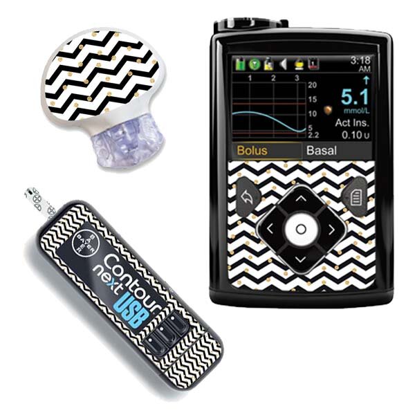 Stickerset für Minimed, Guardian und Contour Next - Golden Dots