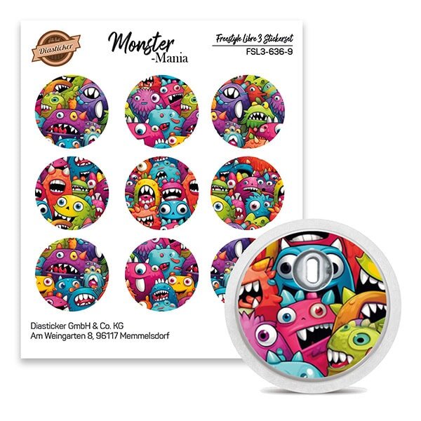 FreeStyle Libre 3 Sticker - 9er Set "Monster-Mania"