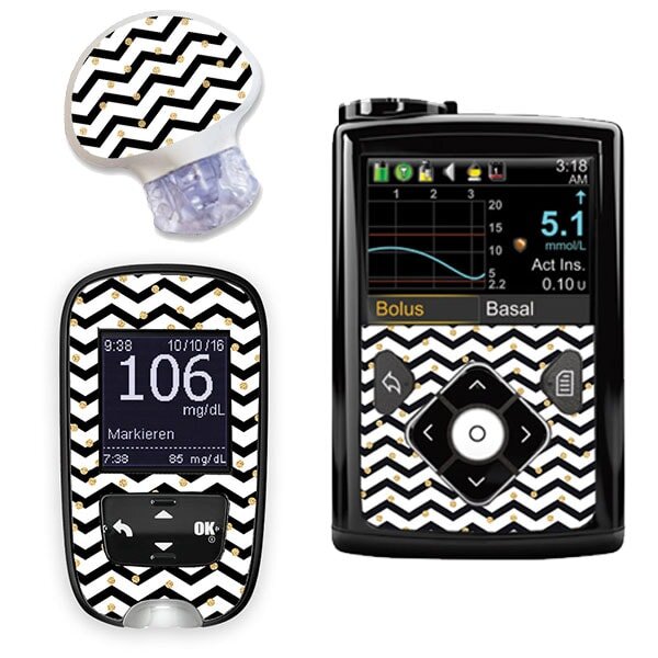 Stickerset für Minimed, Guardian und Accu-Chek Guide - Golden Dots