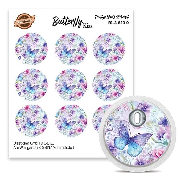 FreeStyle Libre 3 Sticker - 9er Set "Butterfly Kiss"