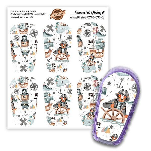 Dexcom G6 Sticker - 6er Set "Ahoy Pirates"
