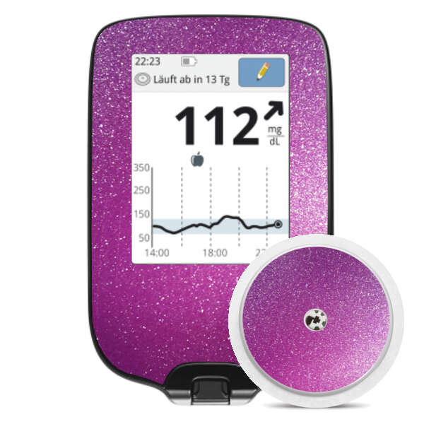 FreeStyle Libre Sticker (Messgerät) - Lila Glitzer