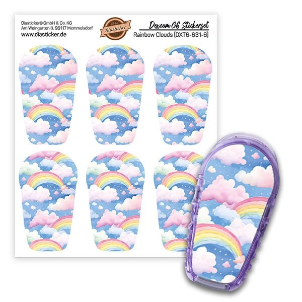 Dexcom G6 Sticker - 6er Set "Rainbow Clouds"