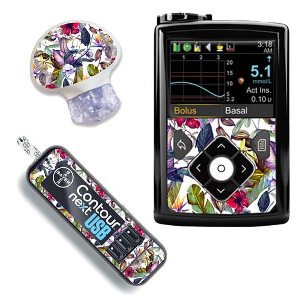 Stickerset für Minimed, Guardian und Contour Next - Wild Flowers