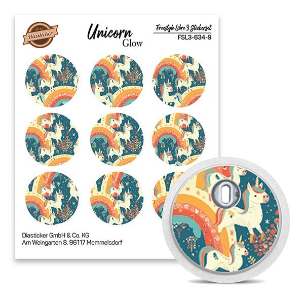 FreeStyle Libre 3 Sticker - 9er Set "Unicorn Glow"