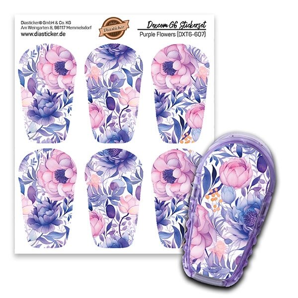 Dexcom G6 Sticker - 6er Set "Purple Flowers"