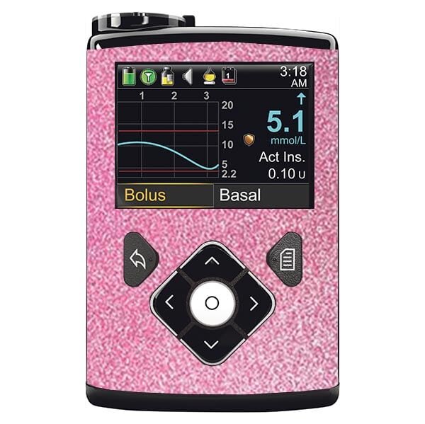 Minimed Sticker inkl. Clip (600/700er-Serie) - Rosa Glitzer