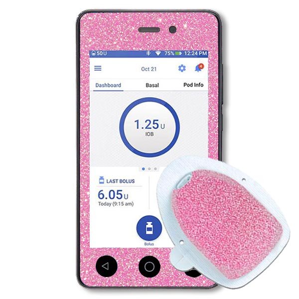 Omnipod Dash Sticker - Rosa Glitzer