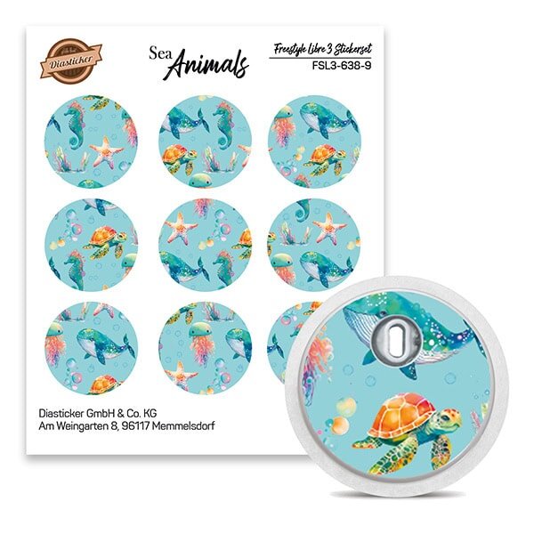 FreeStyle Libre 3 Sticker - 9er Set "Sea Animals"