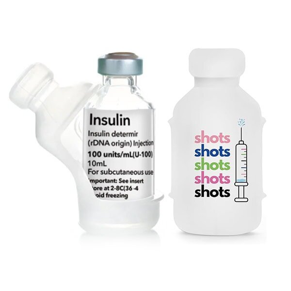 VIAL SAFE - Silikon-Schutzhülle für Insulinflaschen (2 Stück, 10 ml) | 1x Transparent + 1x Shots!