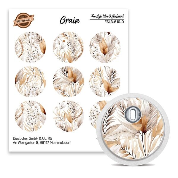 FreeStyle Libre 3 Sticker - 9er Set "Grain"