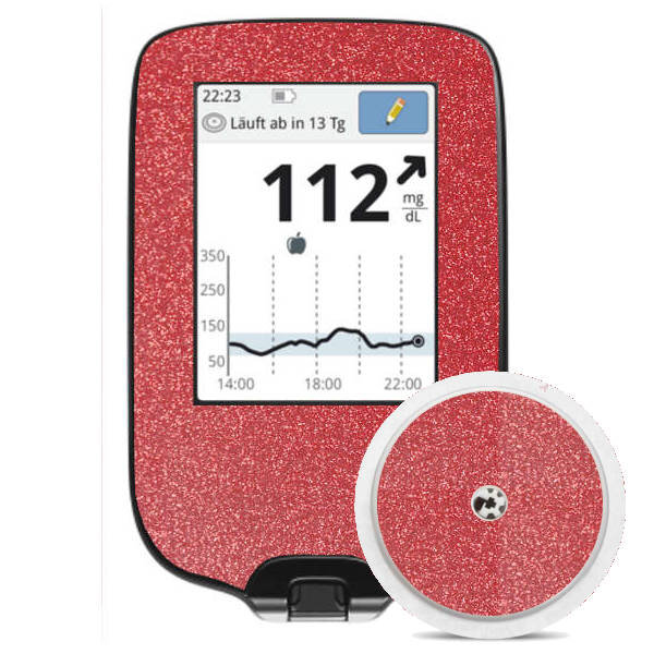 FreeStyle Libre Sticker (Messgerät) - Rot Glitzer