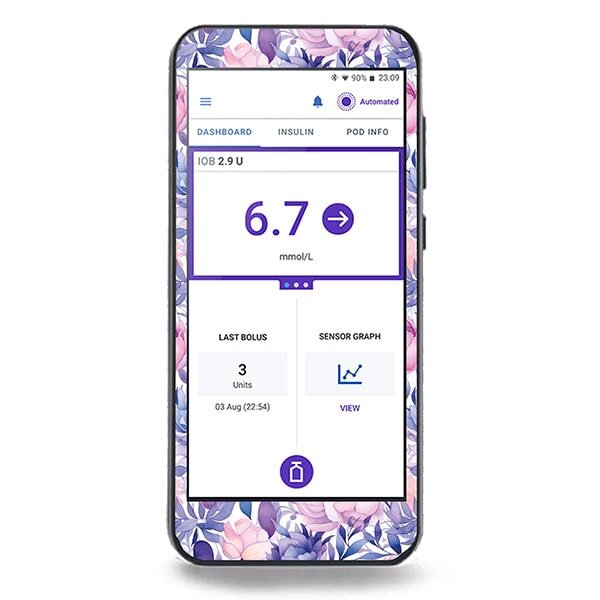 Omnipod 5 Sticker – Purple Flowers