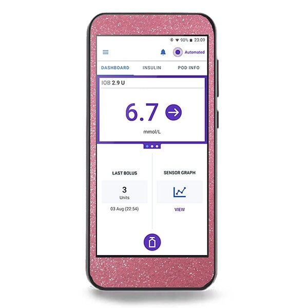 Omnipod 5 Sticker - Rosa Glitzer | Diasticker®