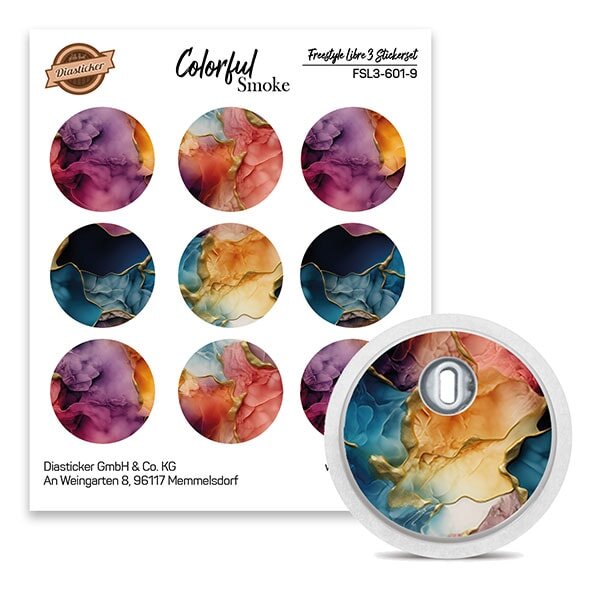 FreeStyle Libre 3 Sticker - 9er Set "Colorful Smoke"