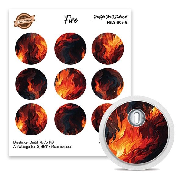 FreeStyle Libre 3 Sticker - 9er Set "Fire"
