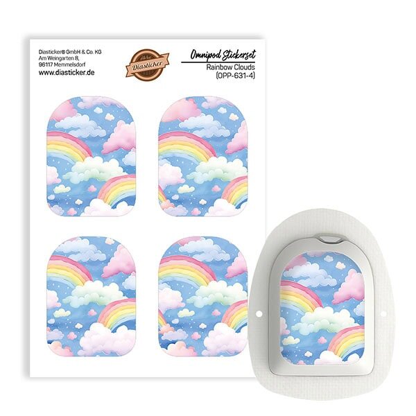 Omnipod Podsticker - Rainbow Clouds (4er Set)