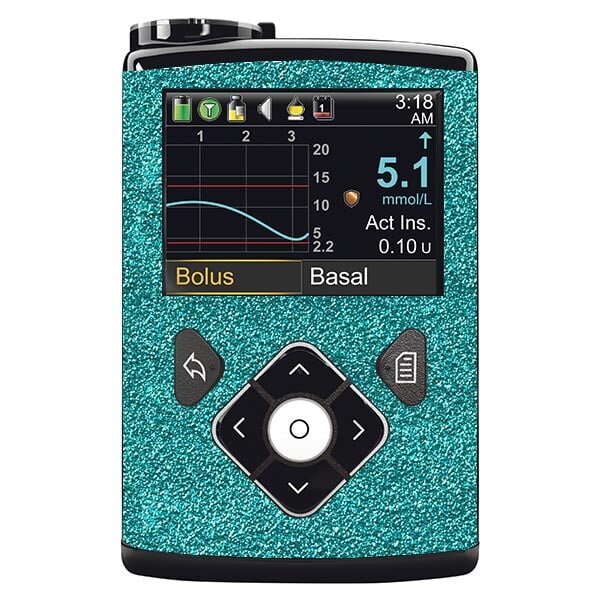 Minimed Sticker inkl. Clip (600/700er-Serie) - Türkis Glitzer