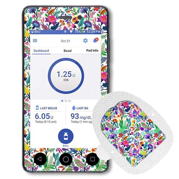 Omnipod Dash Sticker - Happy Flowers