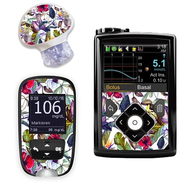 Stickerset für Minimed, Guardian und Accu-Chek Guide - Wild Flowers