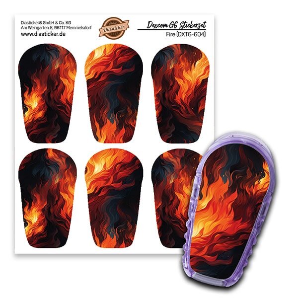 Dexcom G6 Sticker - 6er Set "Fire"