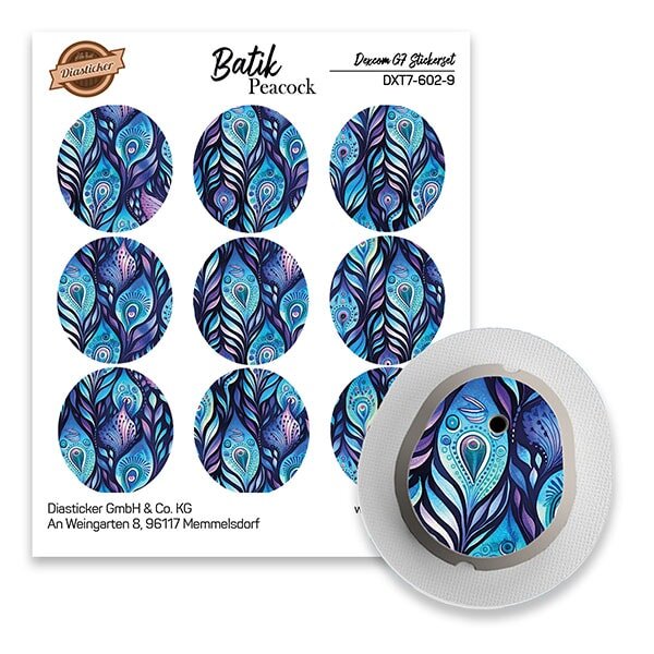 Dexcom G7 Sticker - 9er Set "Batik Peacock"