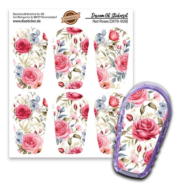 Dexcom G6 Sticker - 6er Set "Red Roses"