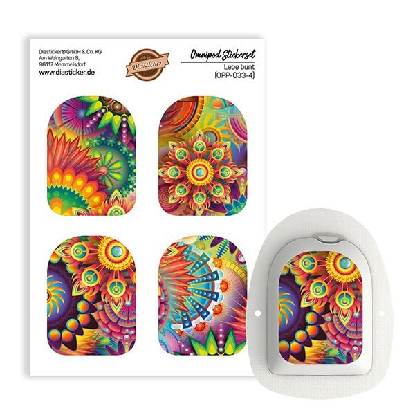 Omnipod Podsticker - Lebe bunt (4er Set)