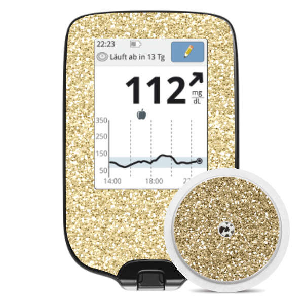 FreeStyle Libre Sticker (Messgerät) - Gold Glitzer