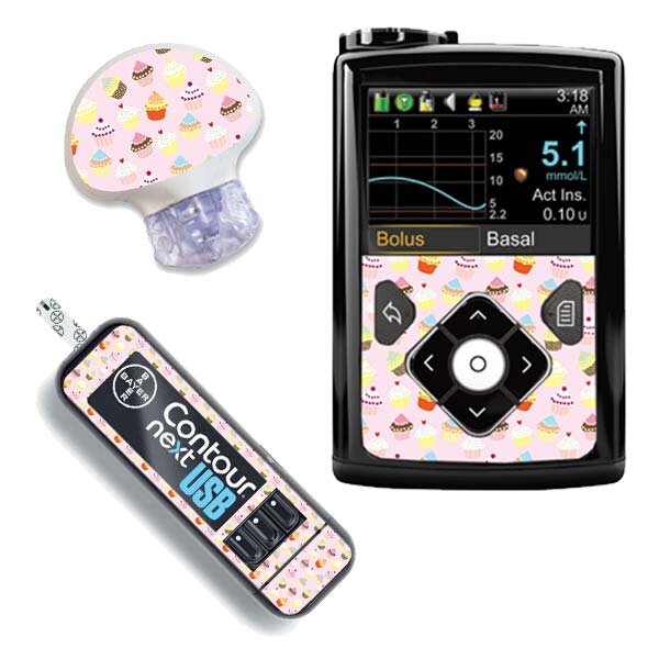 Stickerset für Minimed, Guardian und Contour Next - Cupcakes