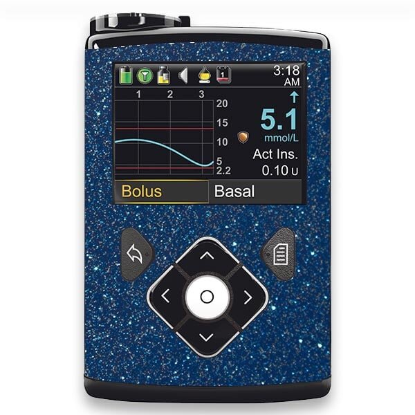 Minimed Sticker inkl. Clip (600/700er-Serie) - Blau Glitzer