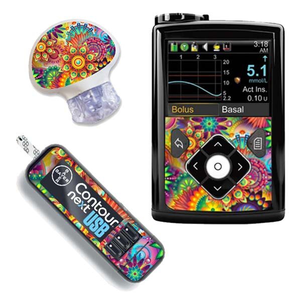 Stickerset für Minimed, Guardian und Contour Next - Lebe bunt