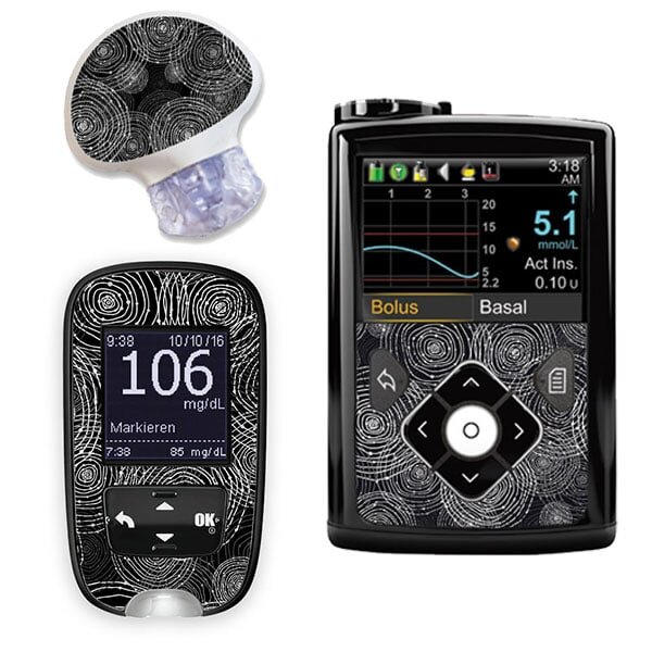 Stickerset für Minimed, Guardian und Accu-Chek Guide - Black Circles