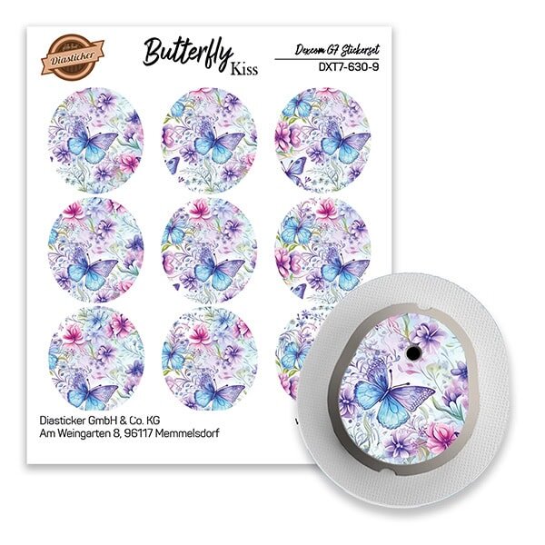 Dexcom G7 Sticker - 9er Set "Butterfly Kiss"