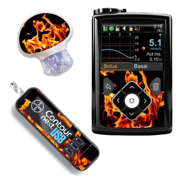 Stickerset für Minimed, Guardian und Contour Next - Flames