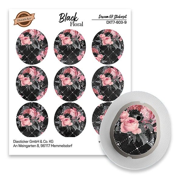 Dexcom G7 Sticker - 9er Set "Black Floral"