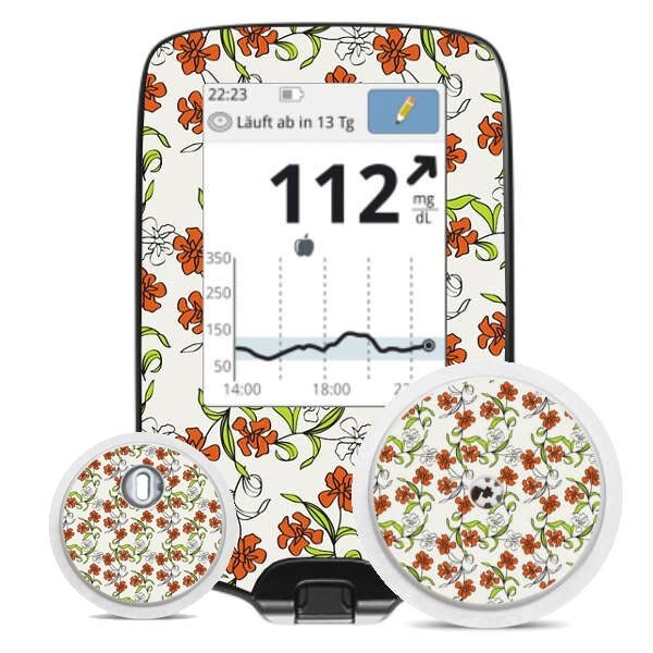 FreeStyle Libre Sticker (Messgerät) - Blumenranken