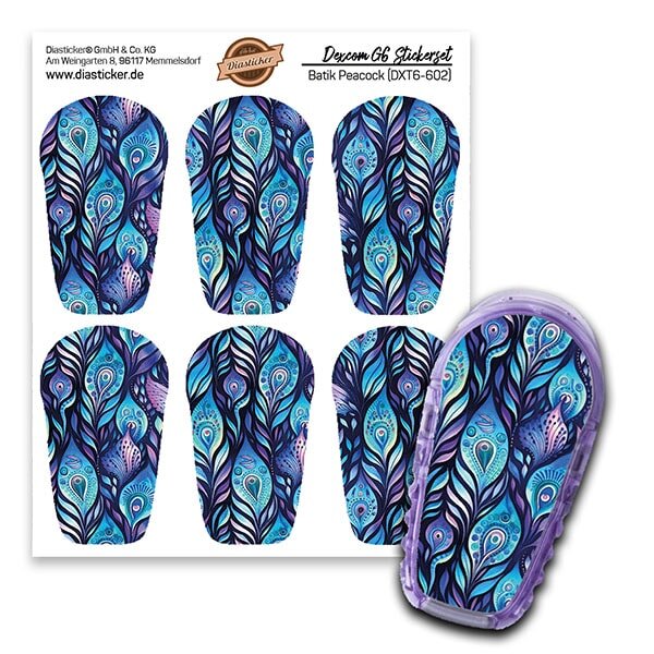 Dexcom G6 Sticker - 6er Set "Batik Peacock"